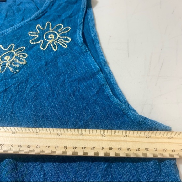 InGear Resort Blue Sleeveless Embroidered Rayon Sundress Boho Cover Up Sz XL - Picture 4 of 7